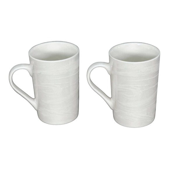 Starbucks White Swirl Green Siren Logo Coffee Mugs Set (2) Bone China - Picture 5 of 8